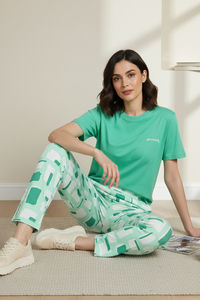 Zivame 2 Mile Fashion Knit Cotton Loungewear Set - Brook Green — thumbnail 2